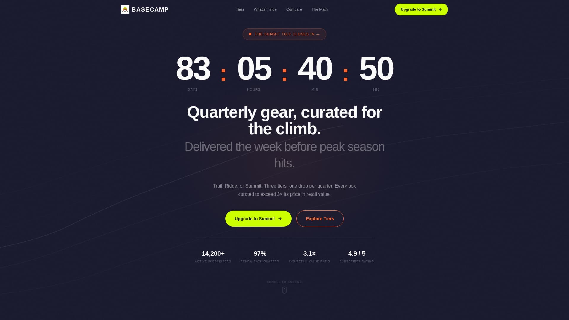 Basecamp - Rugged Adventure Landing Page Template