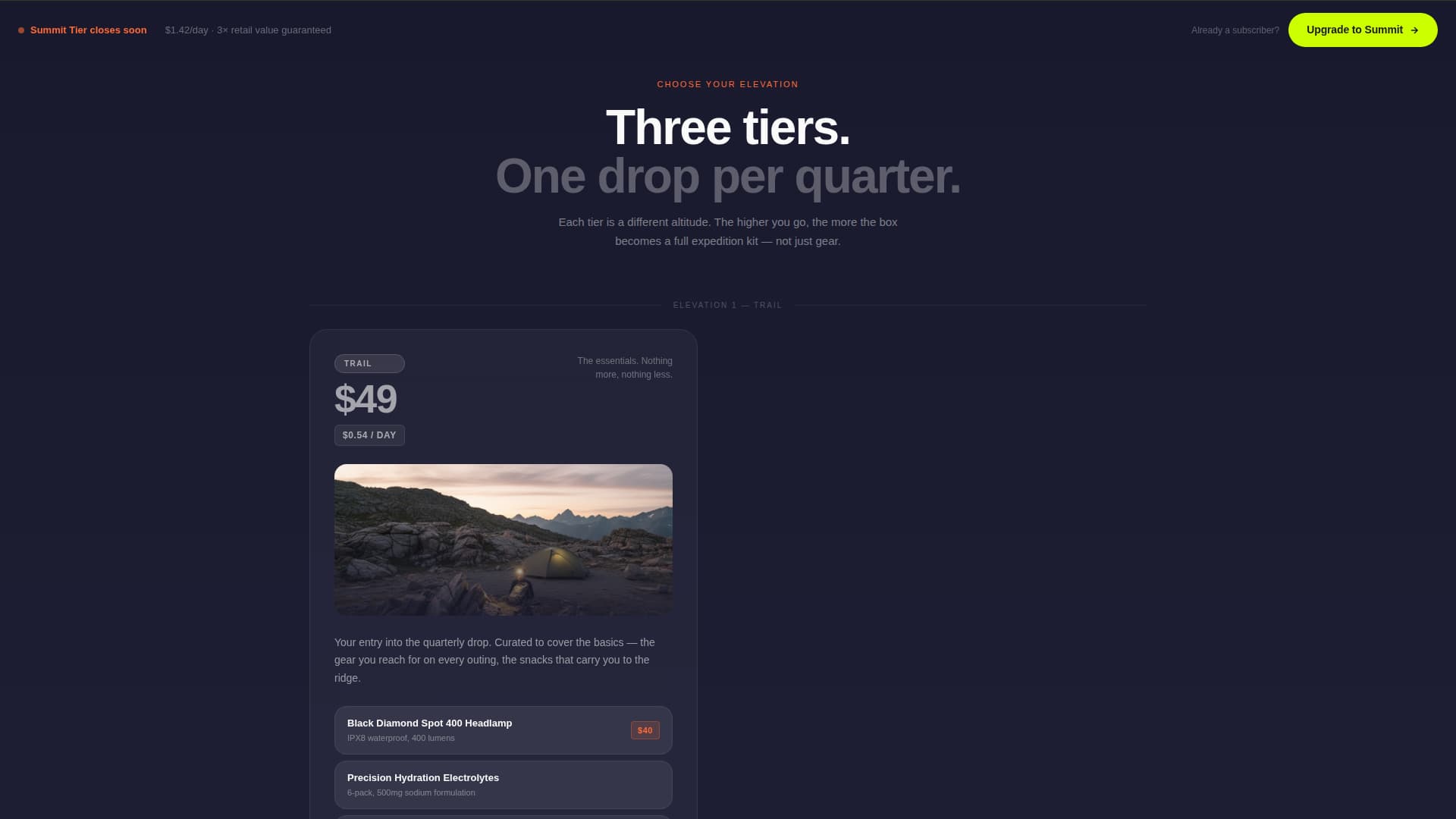 Basecamp - Rugged Adventure Landing Page Template