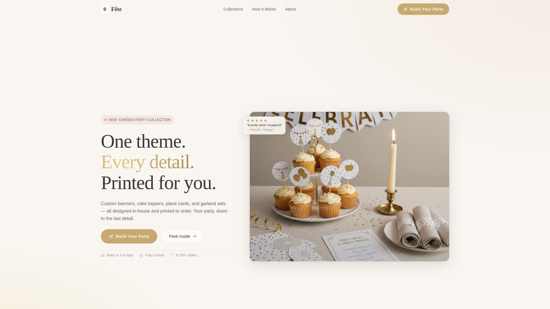 FTE - Elegant Party Supplies Landing Page Template