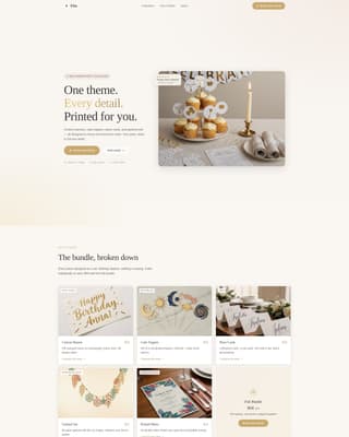 FTE - Elegant Party Supplies Landing Page Template