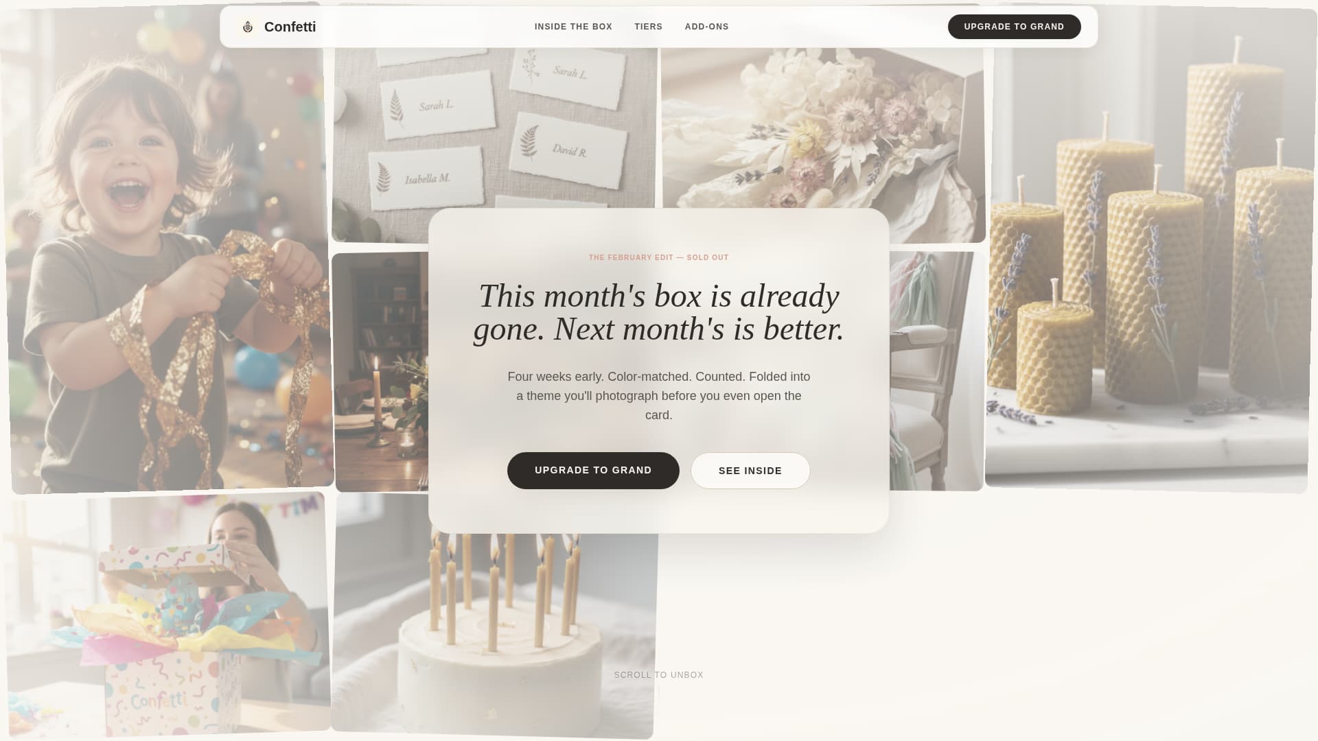 Confetti - Curated Party Landing Page Template