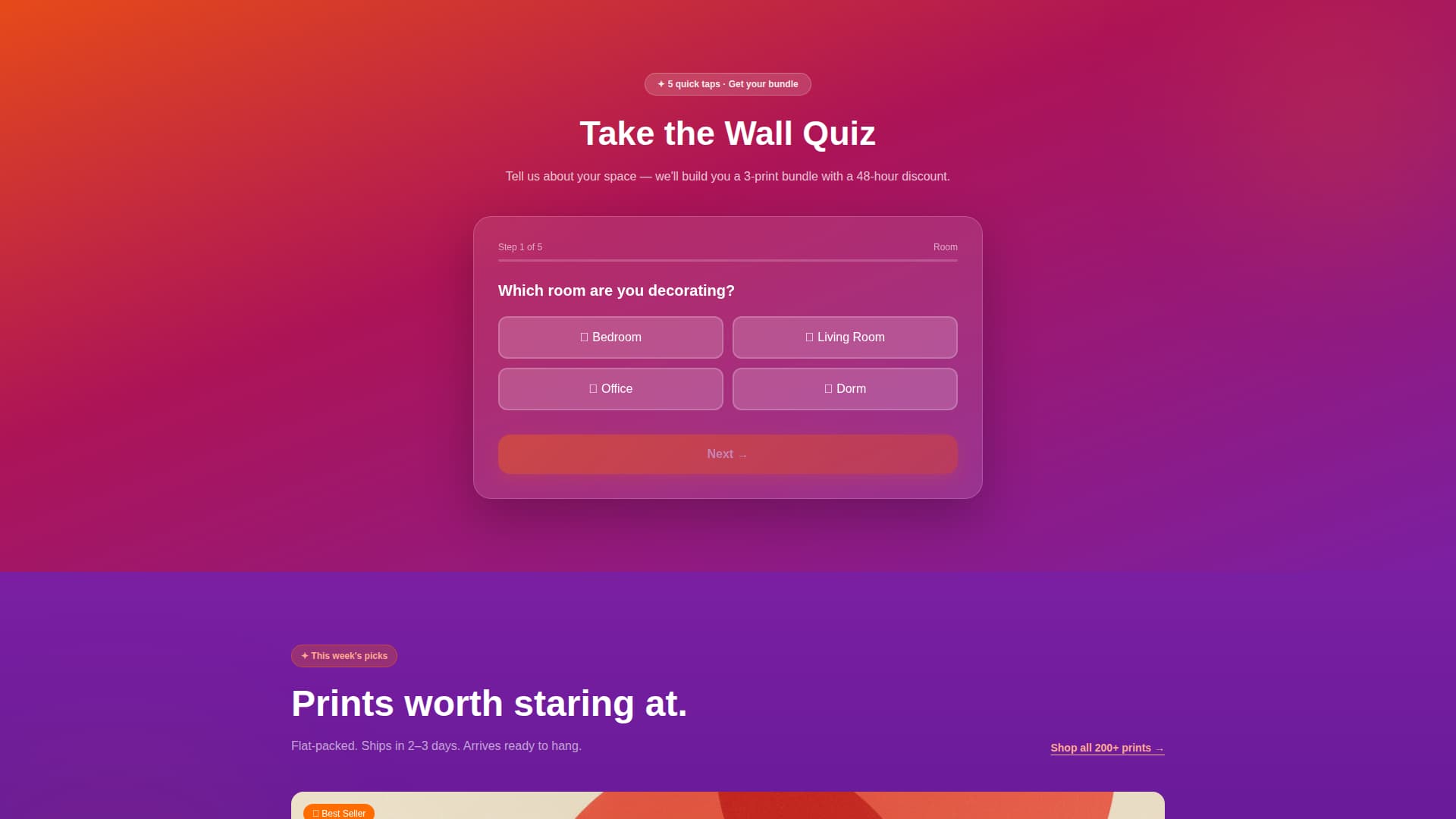 Posterwall - Vibrant Art Prints Landing Page Template