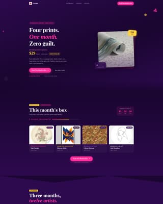 Curate - Playful Art Prints Landing Page Template