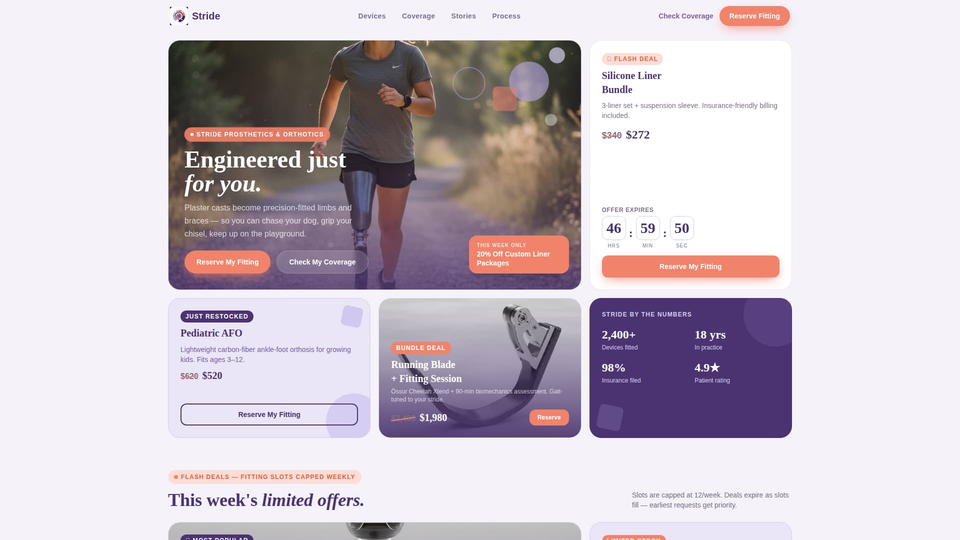 Stride - Precision Prosthetics Landing Page Template