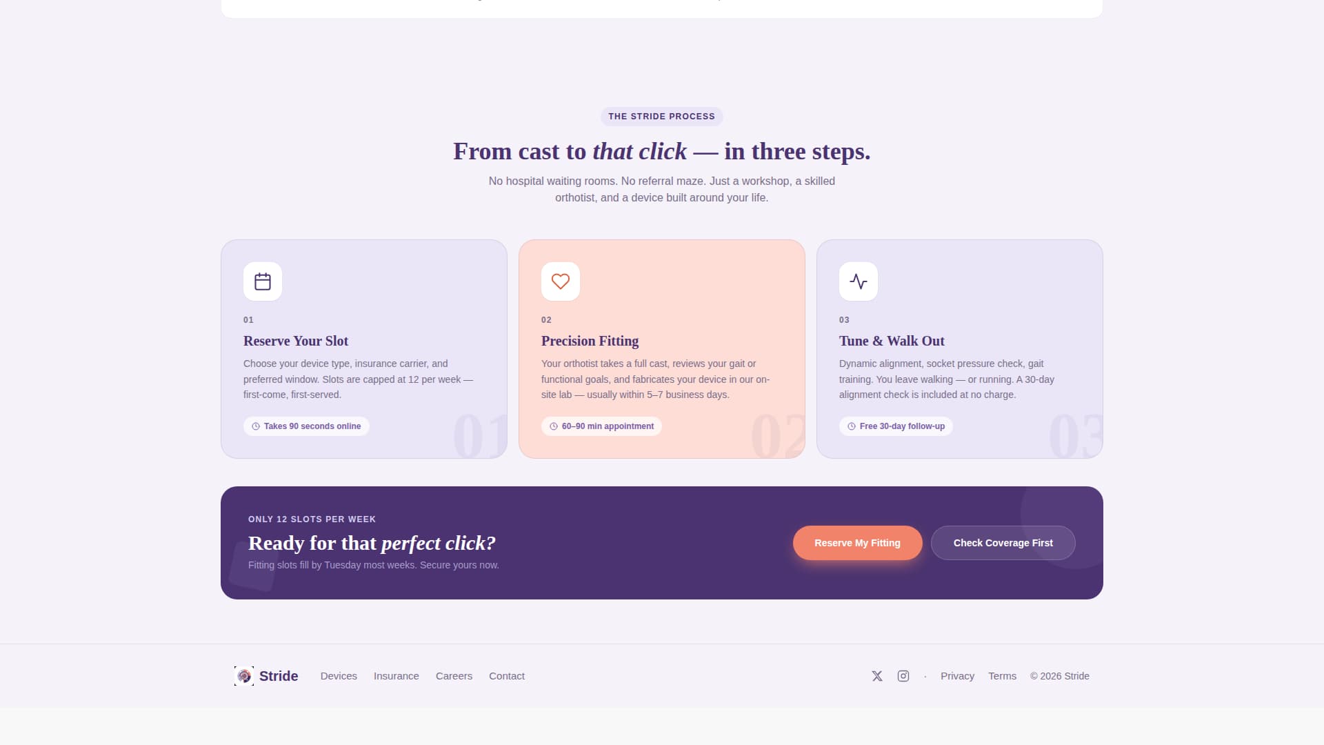 Stride - Precision Prosthetics Landing Page Template