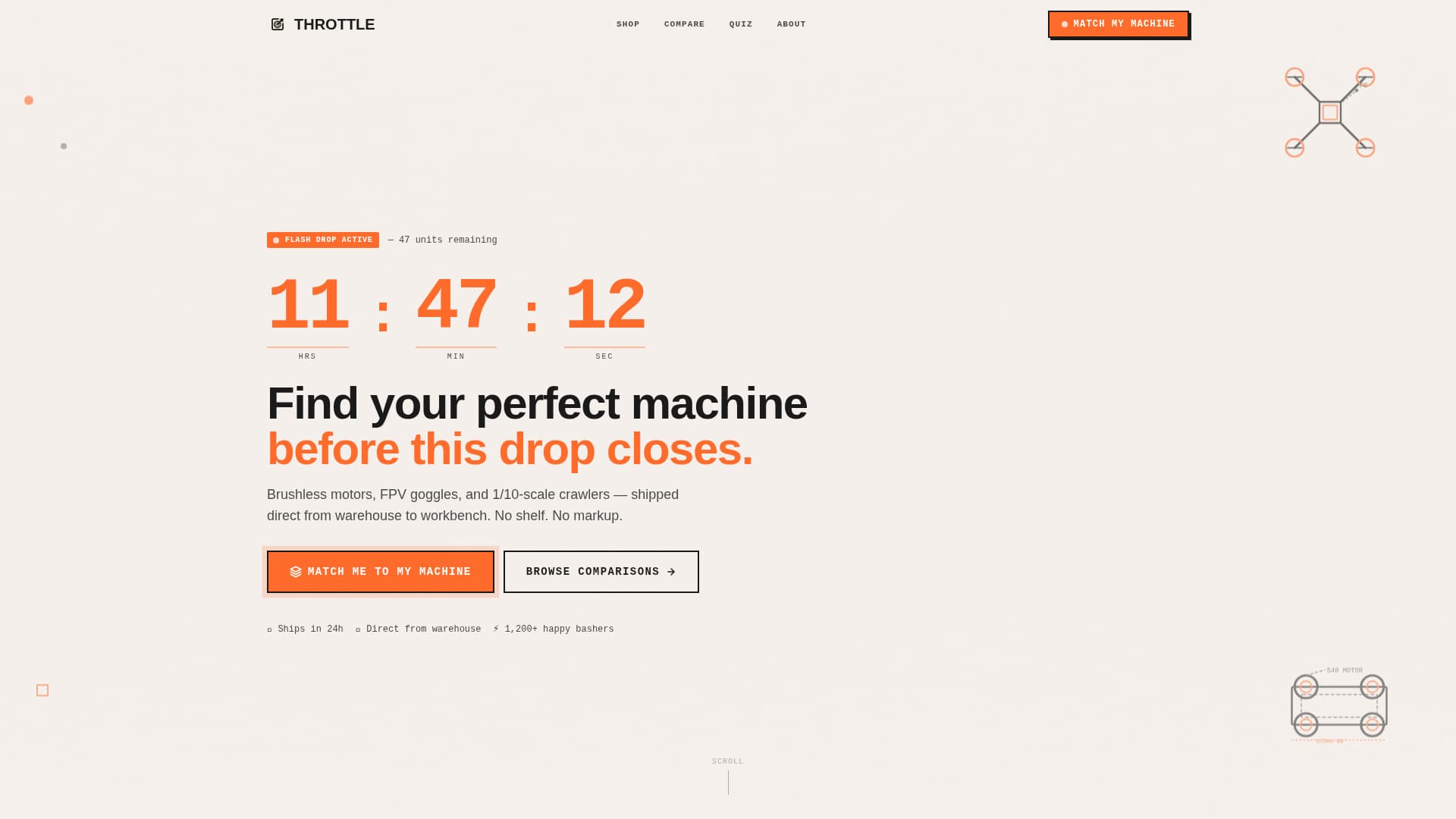 Throttle - Dynamic RC Drone Landing Page Template