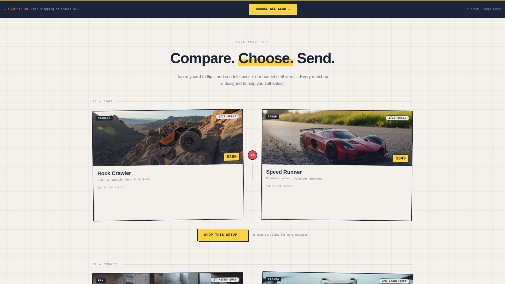 Throttle - High-Octane Hobby Landing Page Template