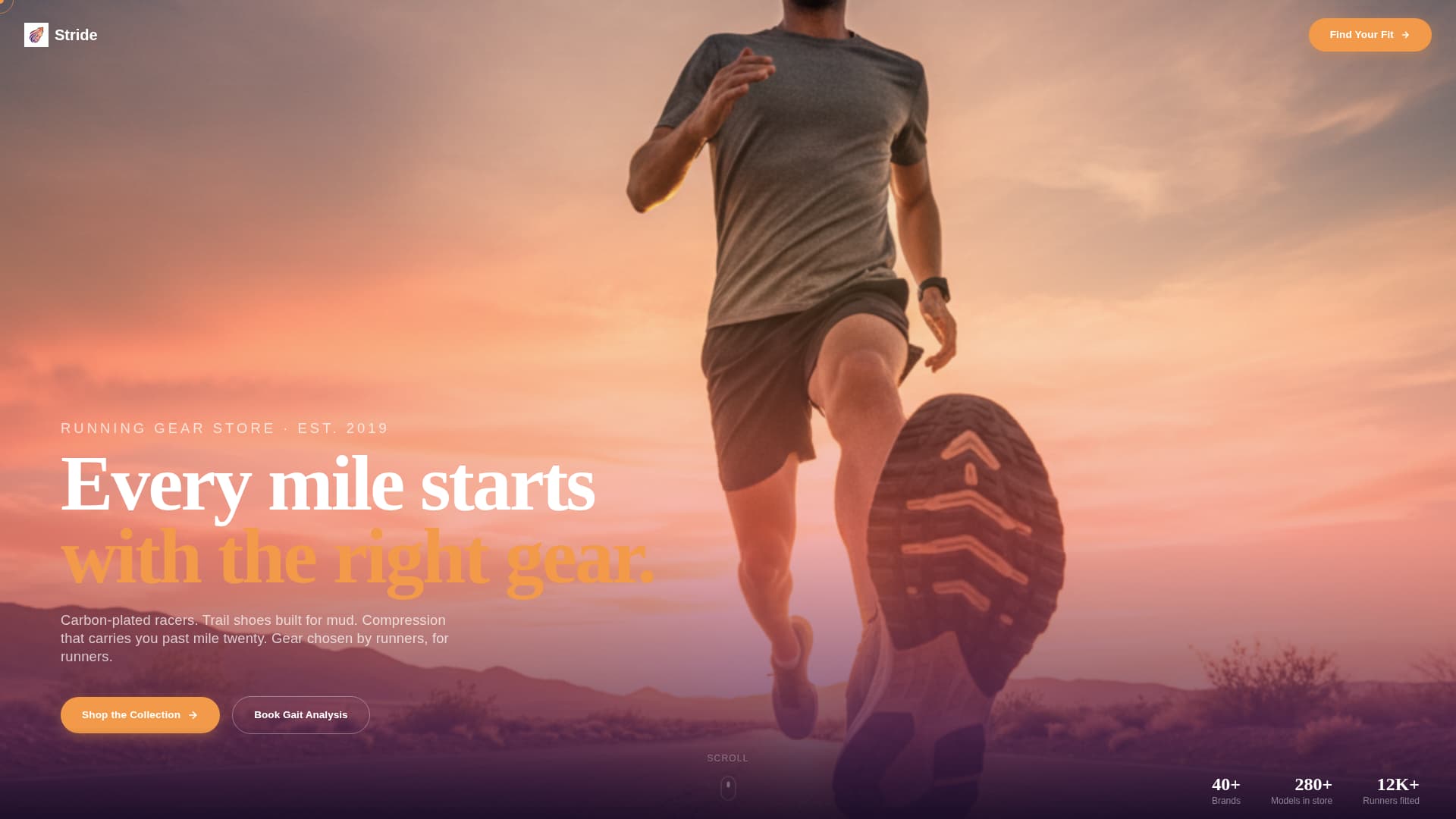 Stride - Dynamic Runninggear Landing Page Template