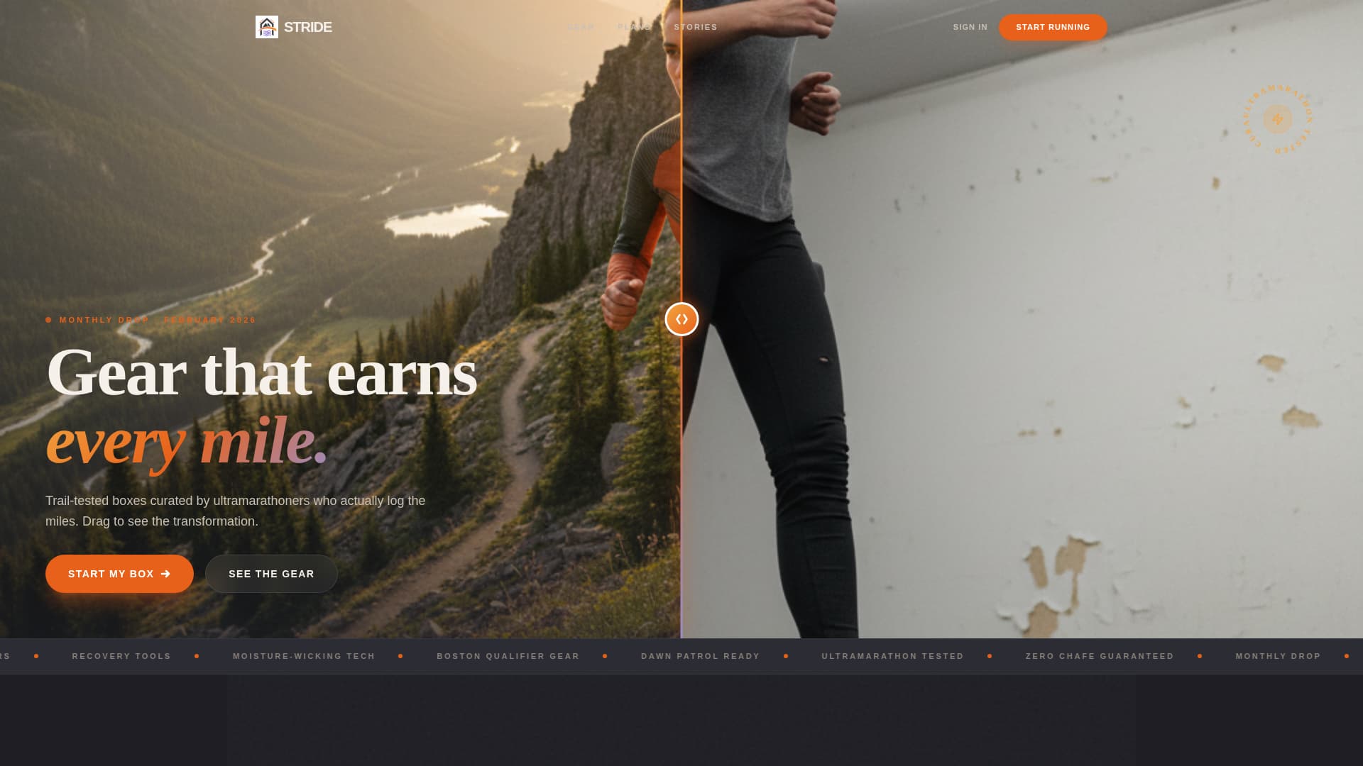 Stride - Curated Running Landing Page Template