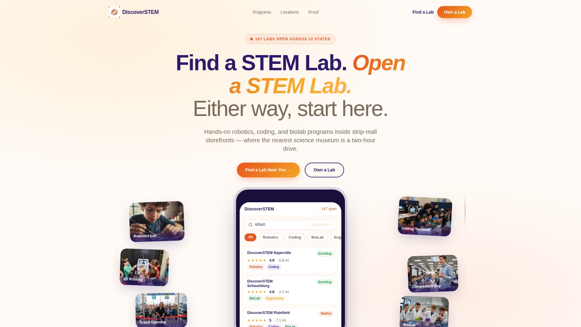 Discover - Energetic STEM Landing Page Template