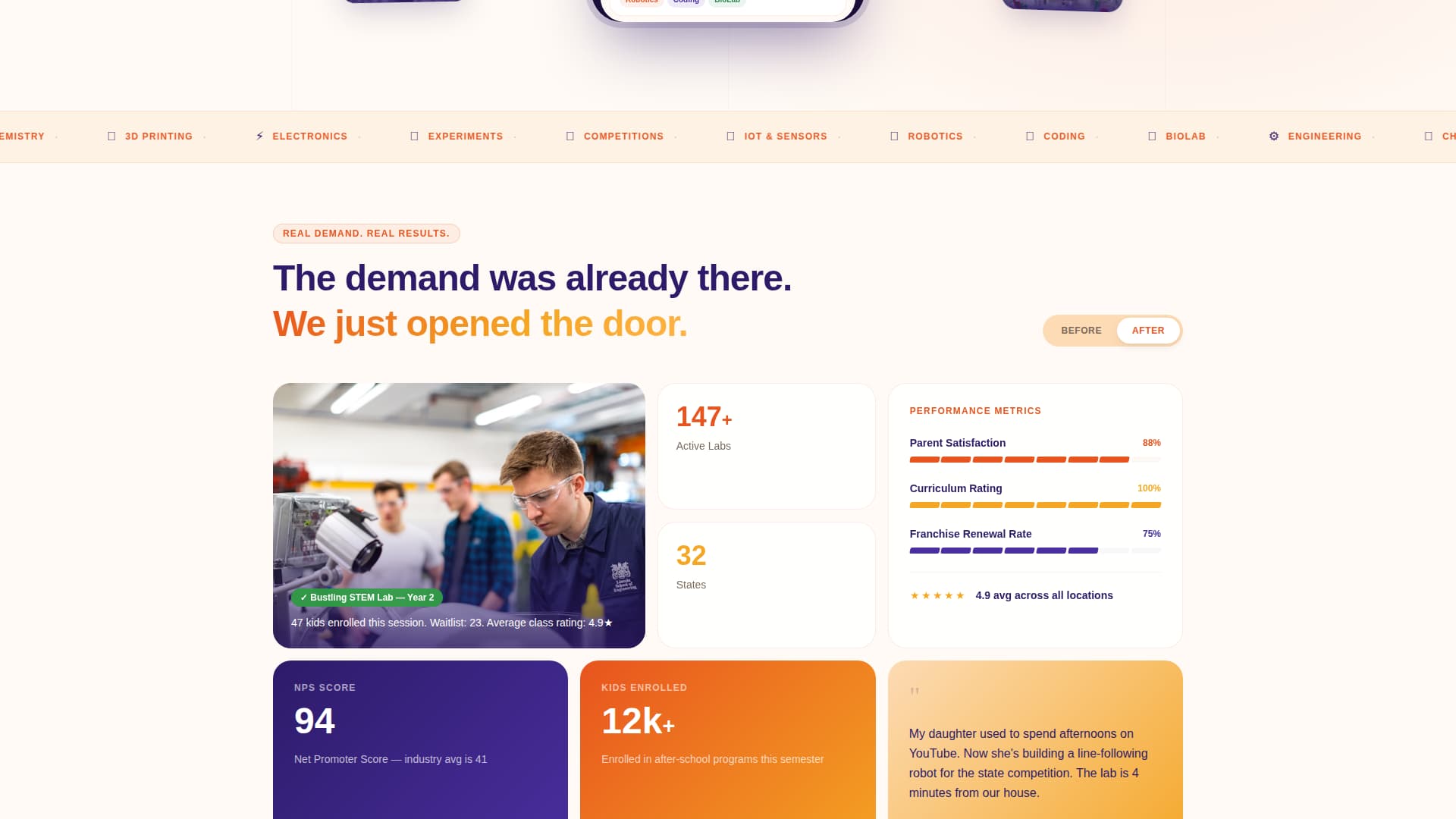 Discover - Energetic STEM Landing Page Template