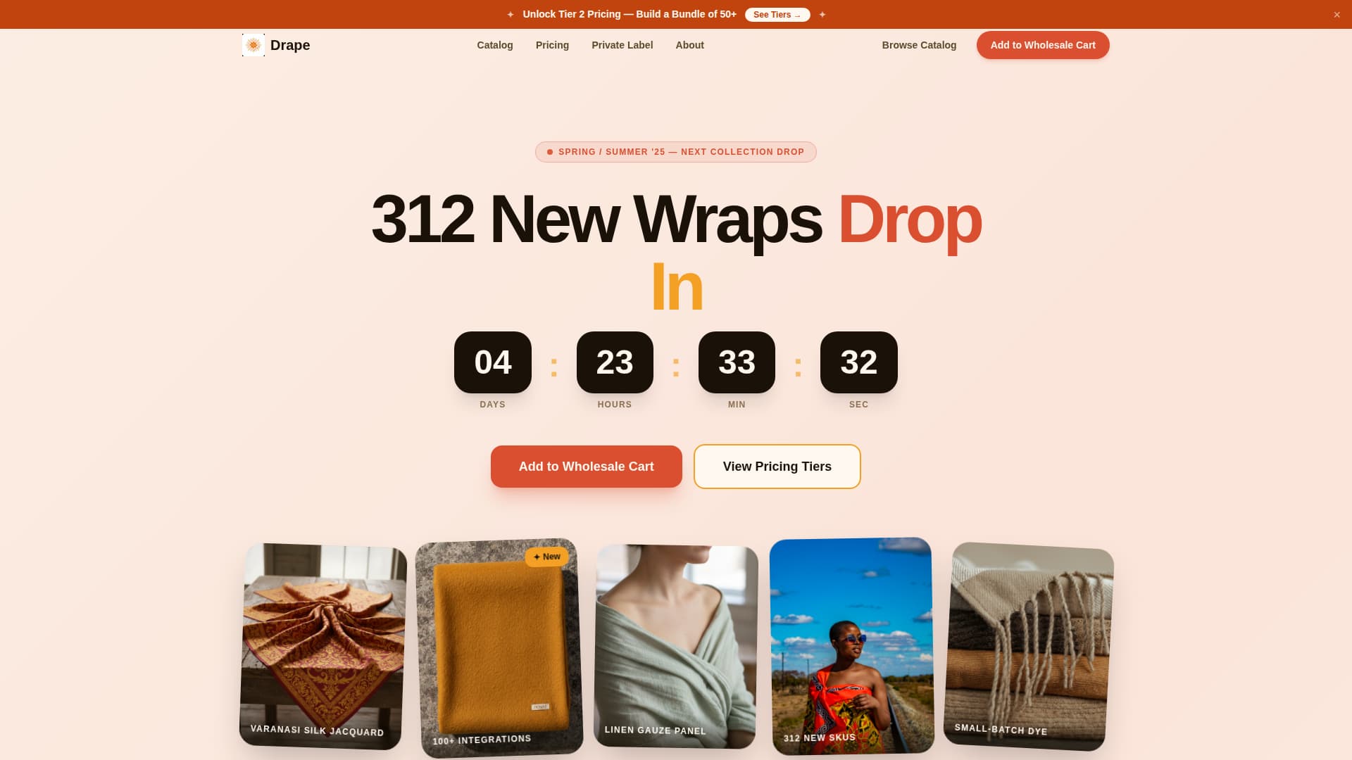 Drape - Vibrant Wholesale Landing Page Template