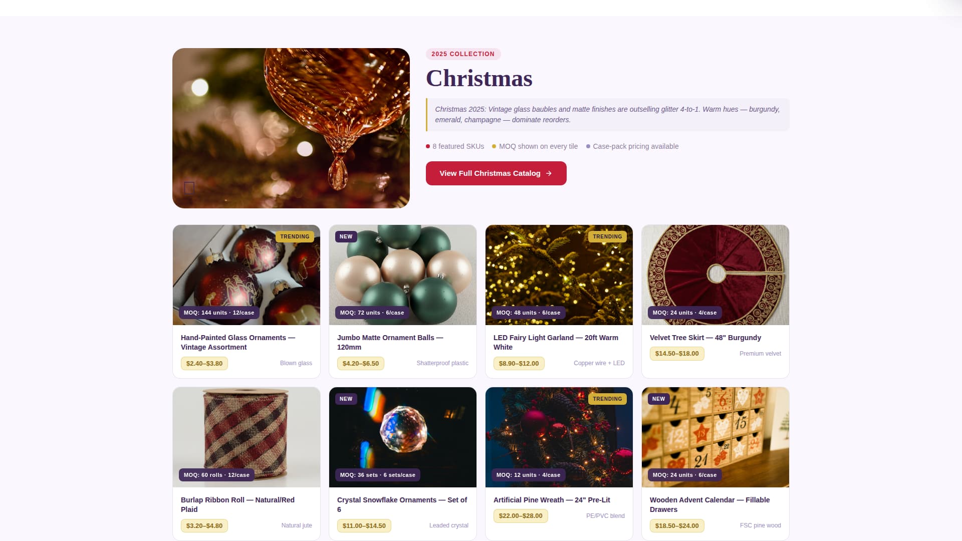 Catalog - Curated Seasonal Decorations Landing Page Template