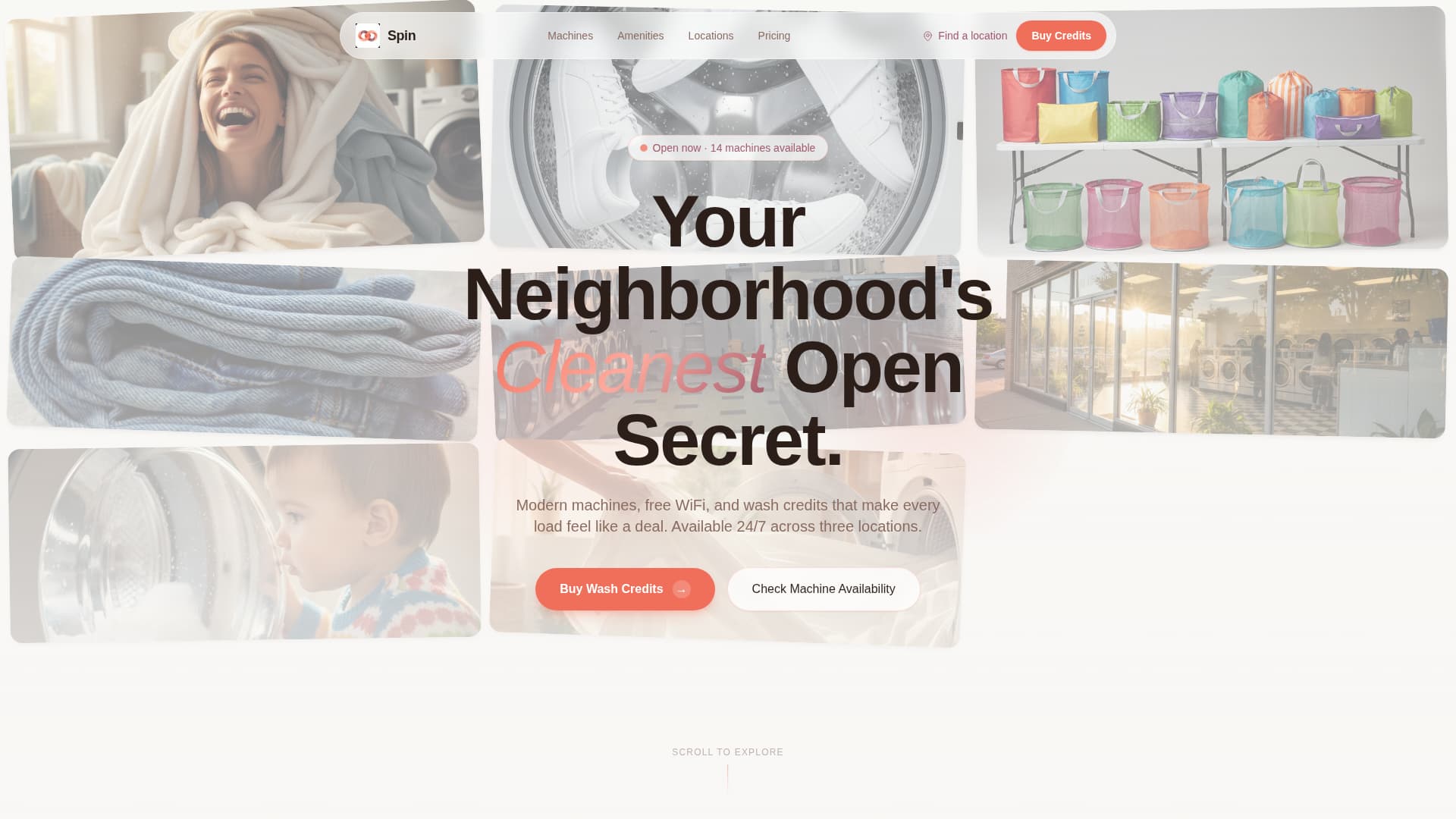 Spin - Vibrant Laundromat Landing Page Template