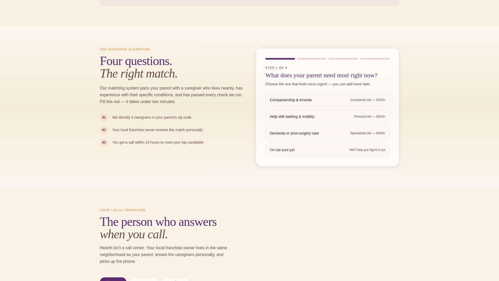 Hearth - Compassionate Caregiving Landing Page Template
