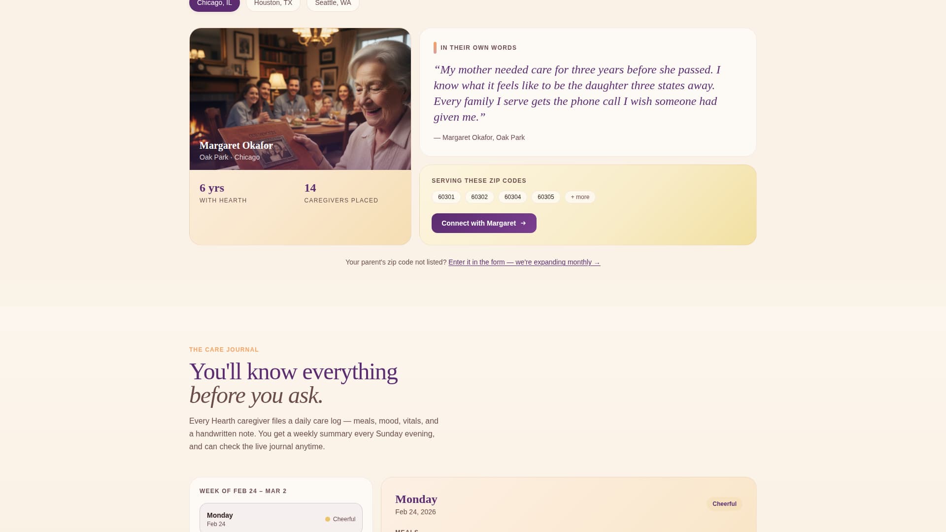 Hearth - Compassionate Caregiving Landing Page Template