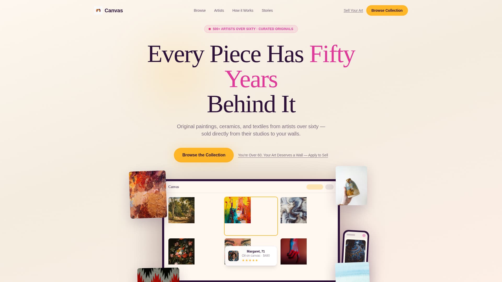 Canvas - Vibrant Art Gallery Landing Page Template