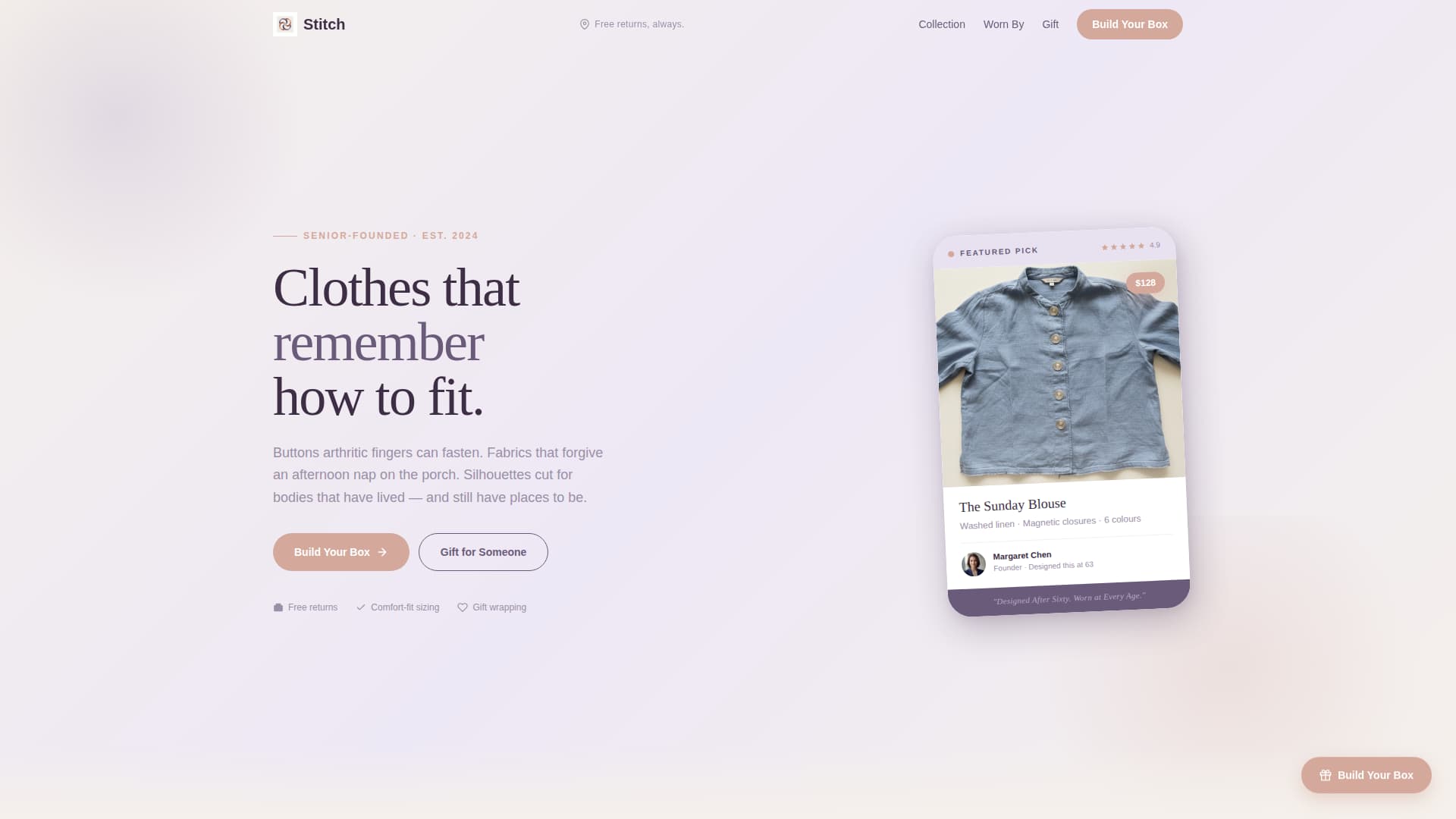 Stitch - Elegant Senior Fashion Landing Page Template