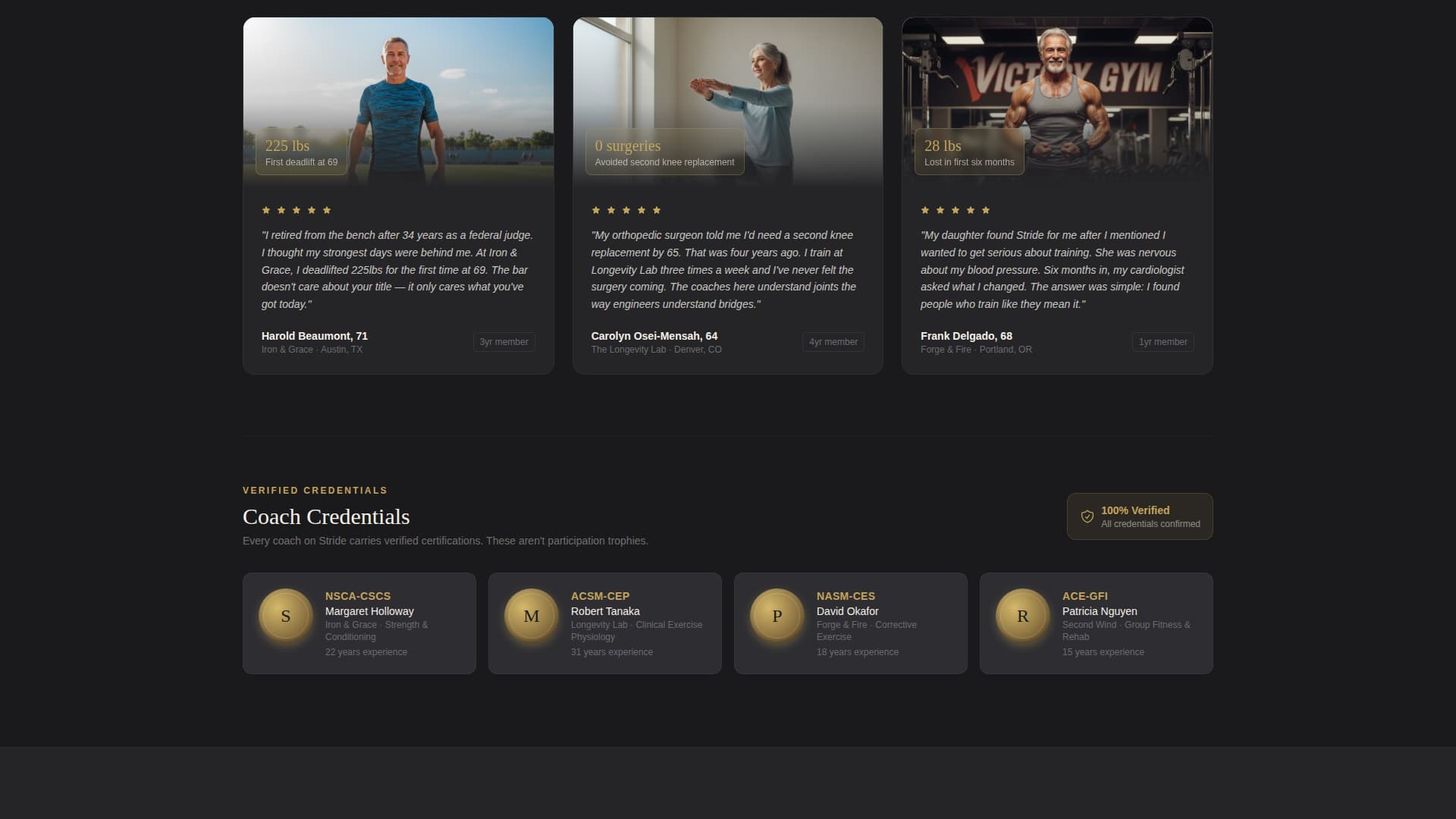 Stride - Thriving Seniorfitness Landing Page Template
