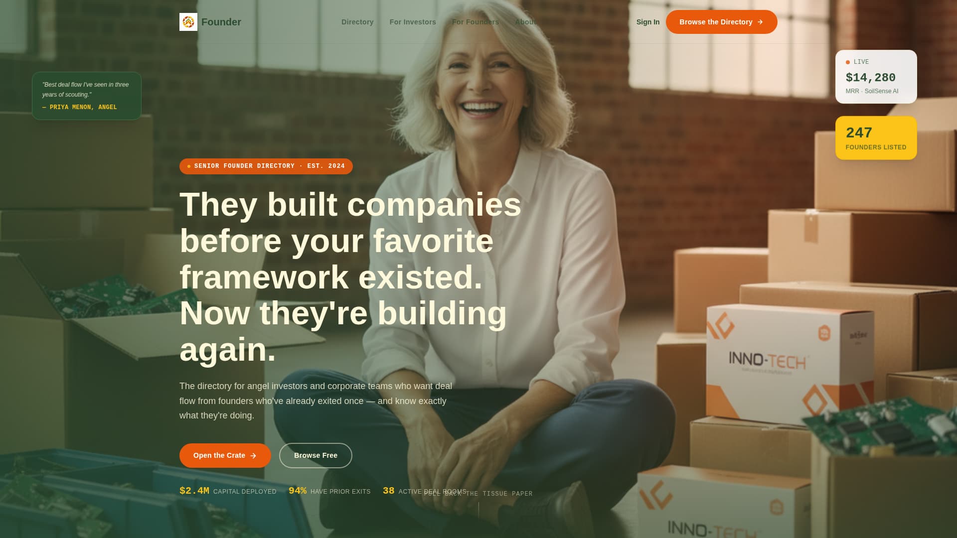 Founder - Brilliant Senior-Founded Landing Page Template