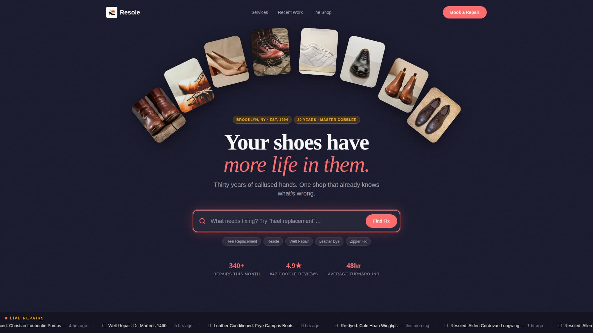 Resole - Punchy Cobbler Landing Page Template