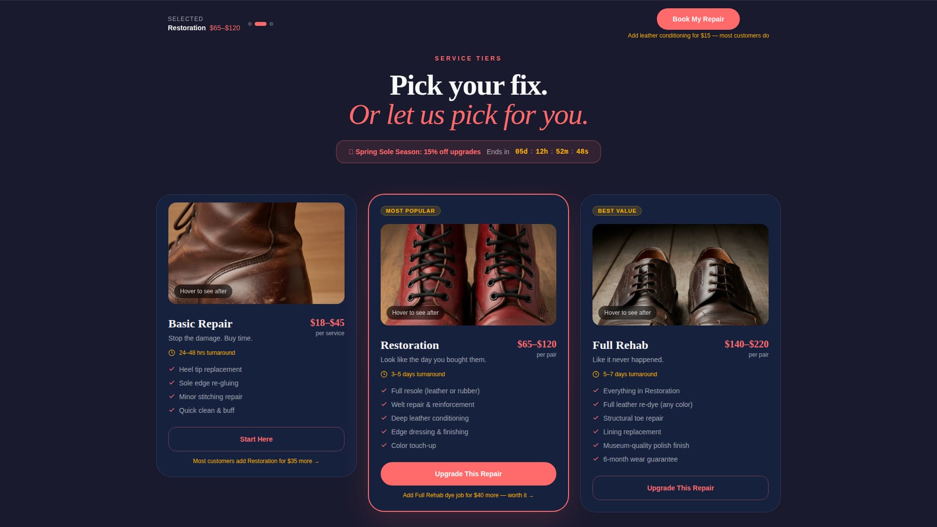 Resole - Punchy Cobbler Landing Page Template