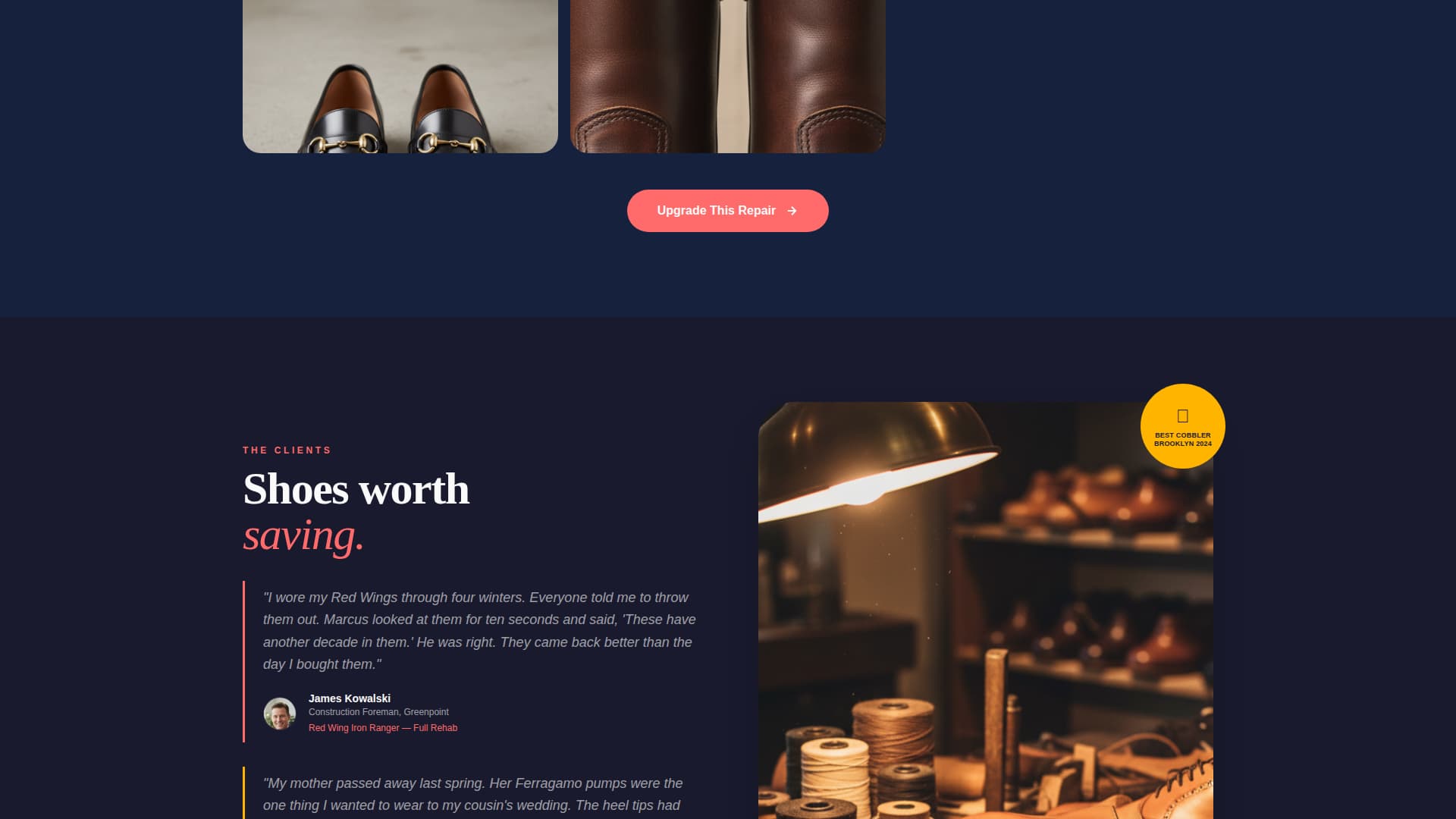 Resole - Punchy Cobbler Landing Page Template