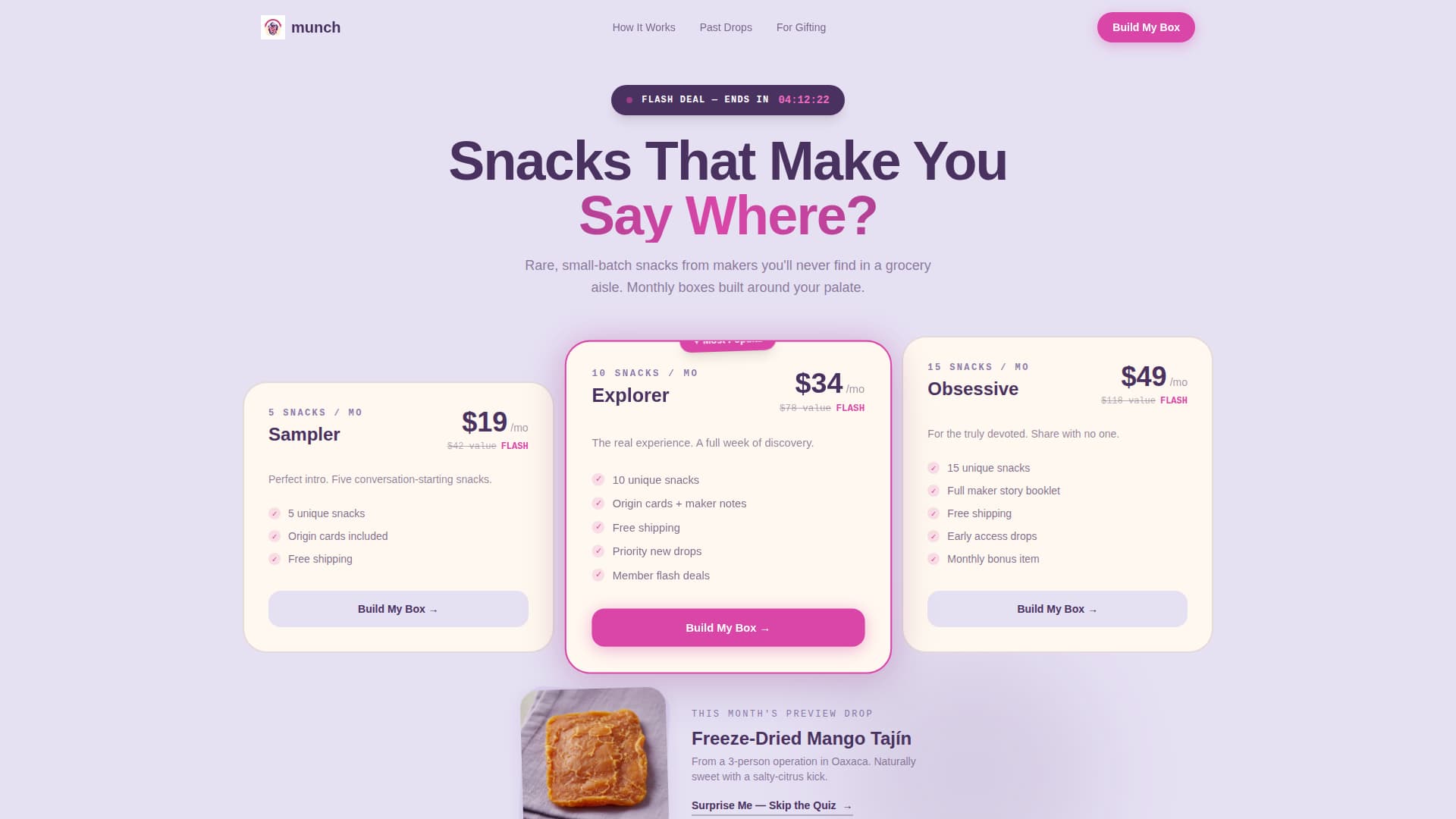 Munch - Irresistible Snack Subscription Landing Page Template