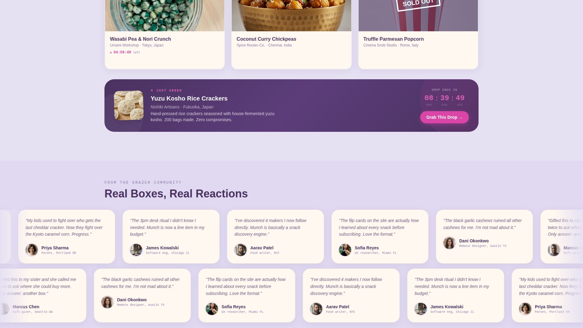Munch - Irresistible Snack Subscription Landing Page Template