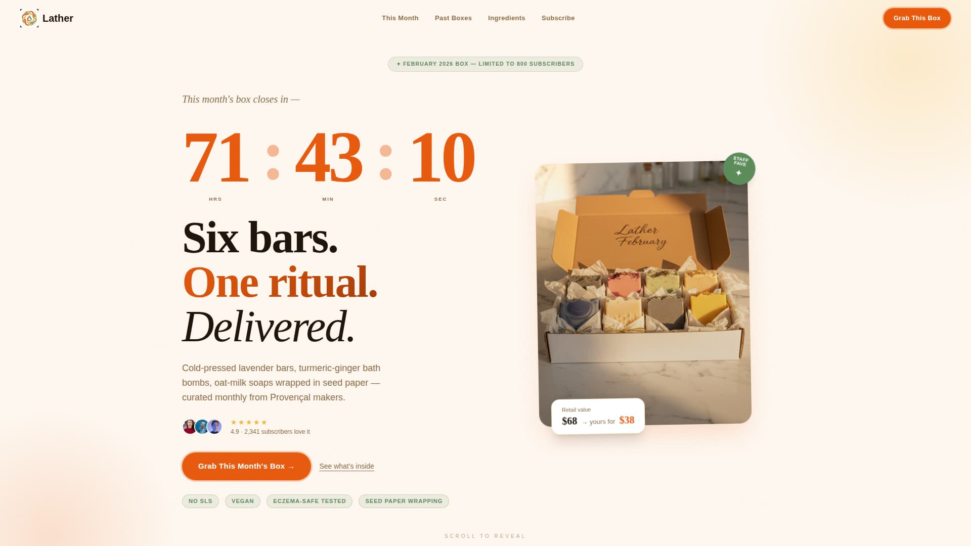 Lather - Artisan Bath Products Landing Page Template