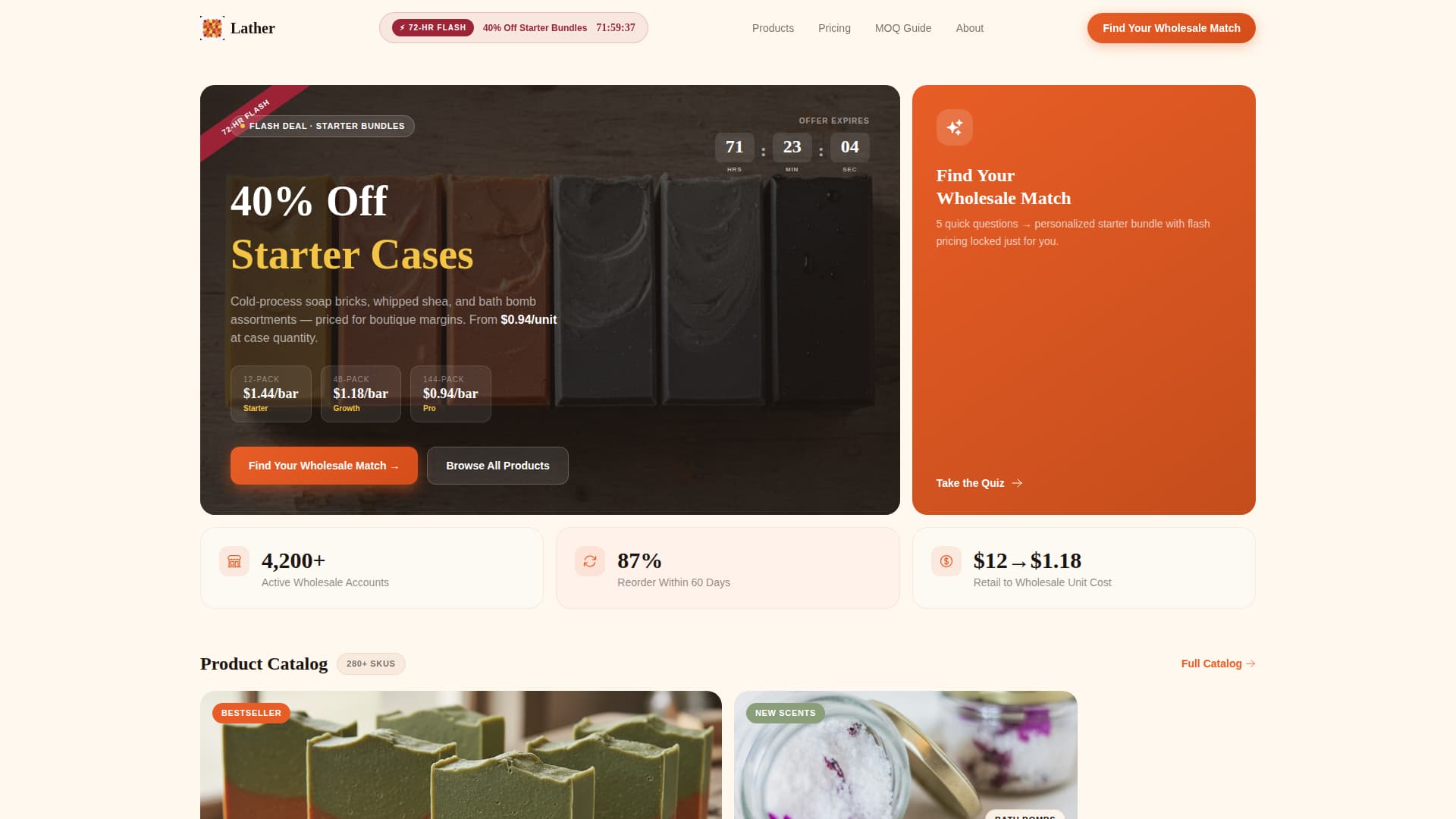 Lather - Energizing Wholesale Landing Page Template