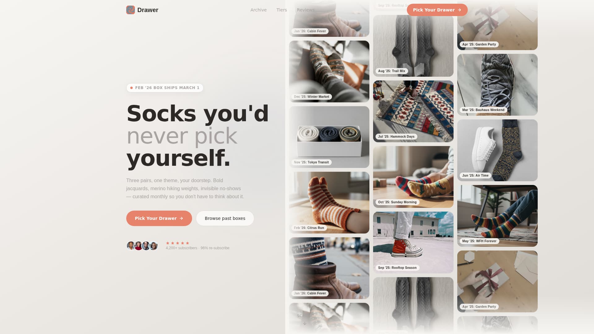Drawer - Curated Subscription Landing Page Template