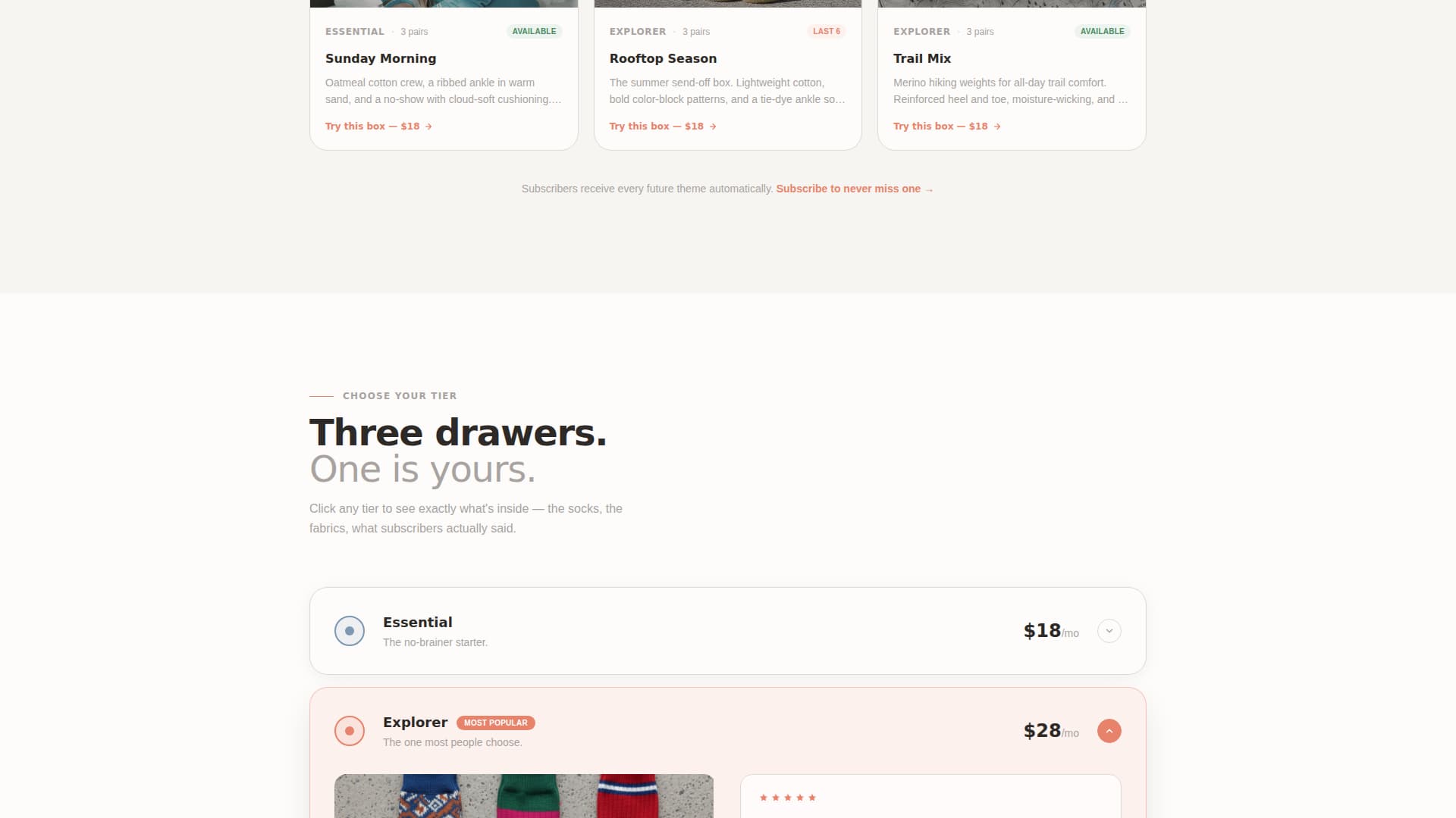 Drawer - Curated Subscription Landing Page Template