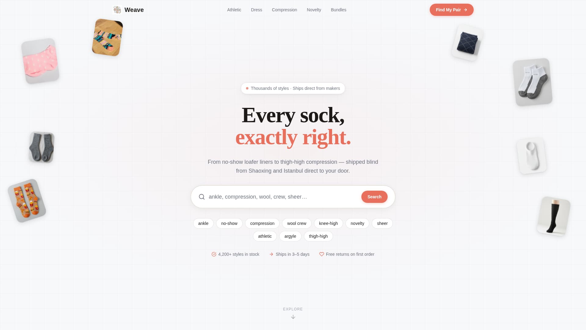 Weave - Discover Hosiery Landing Page Template