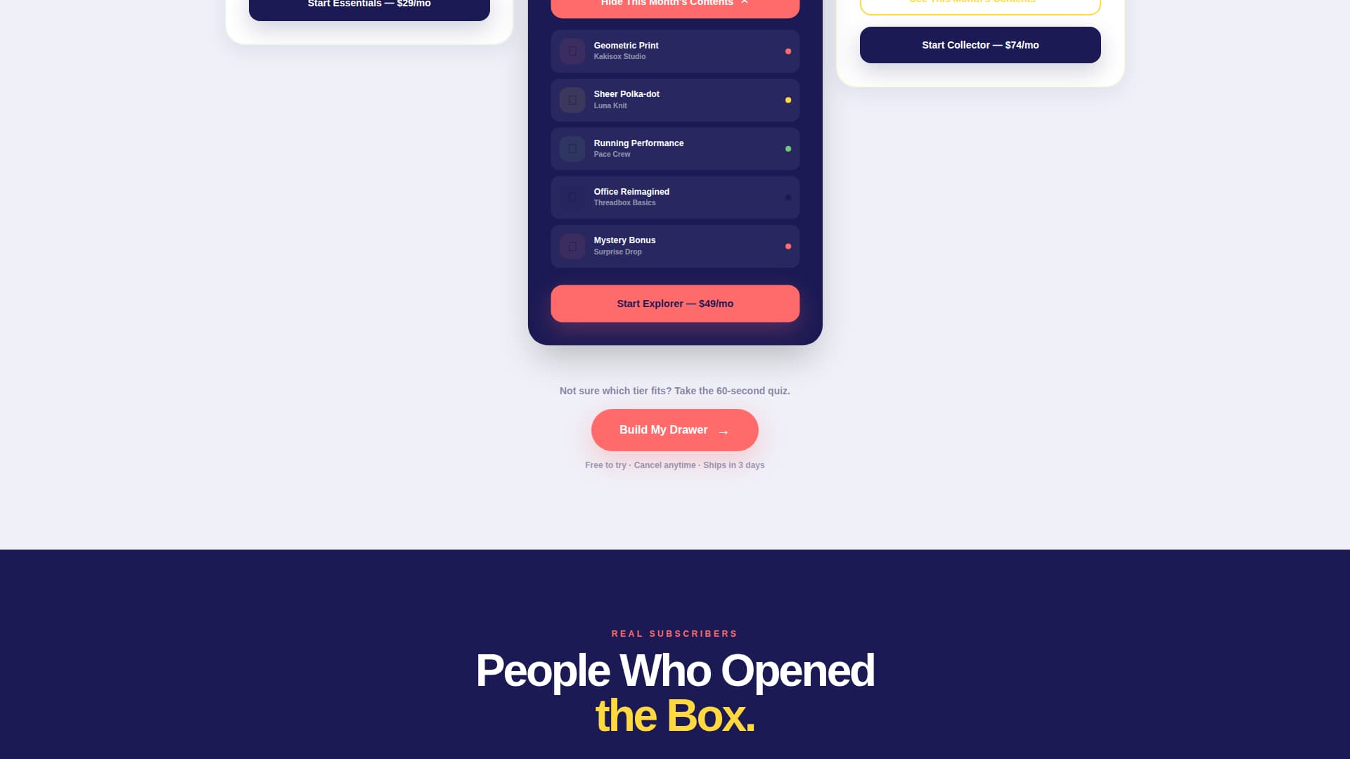 Drawer - Curated Hosiery Landing Page Template