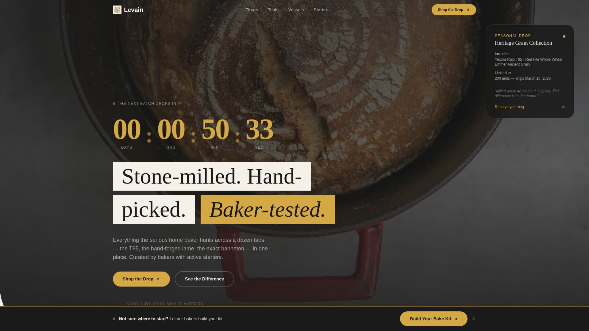 Levain - Artisan Sourdough Landing Page Template