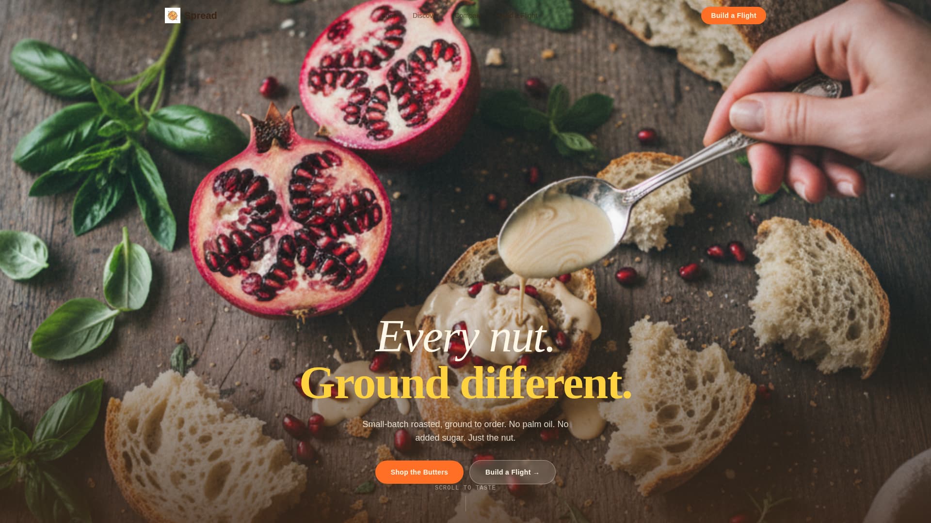 Spread - Artisan Nut Butter Landing Page Template