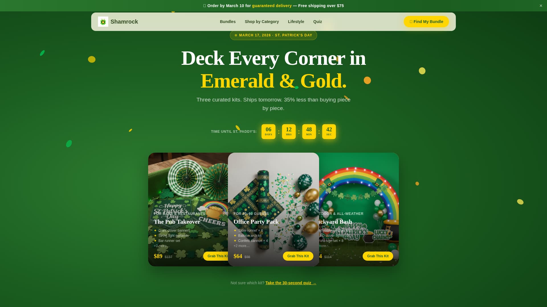 Shamrock - Festive Decorations Landing Page Template