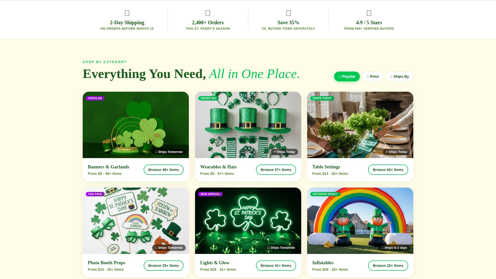 Shamrock - Festive Decorations Landing Page Template
