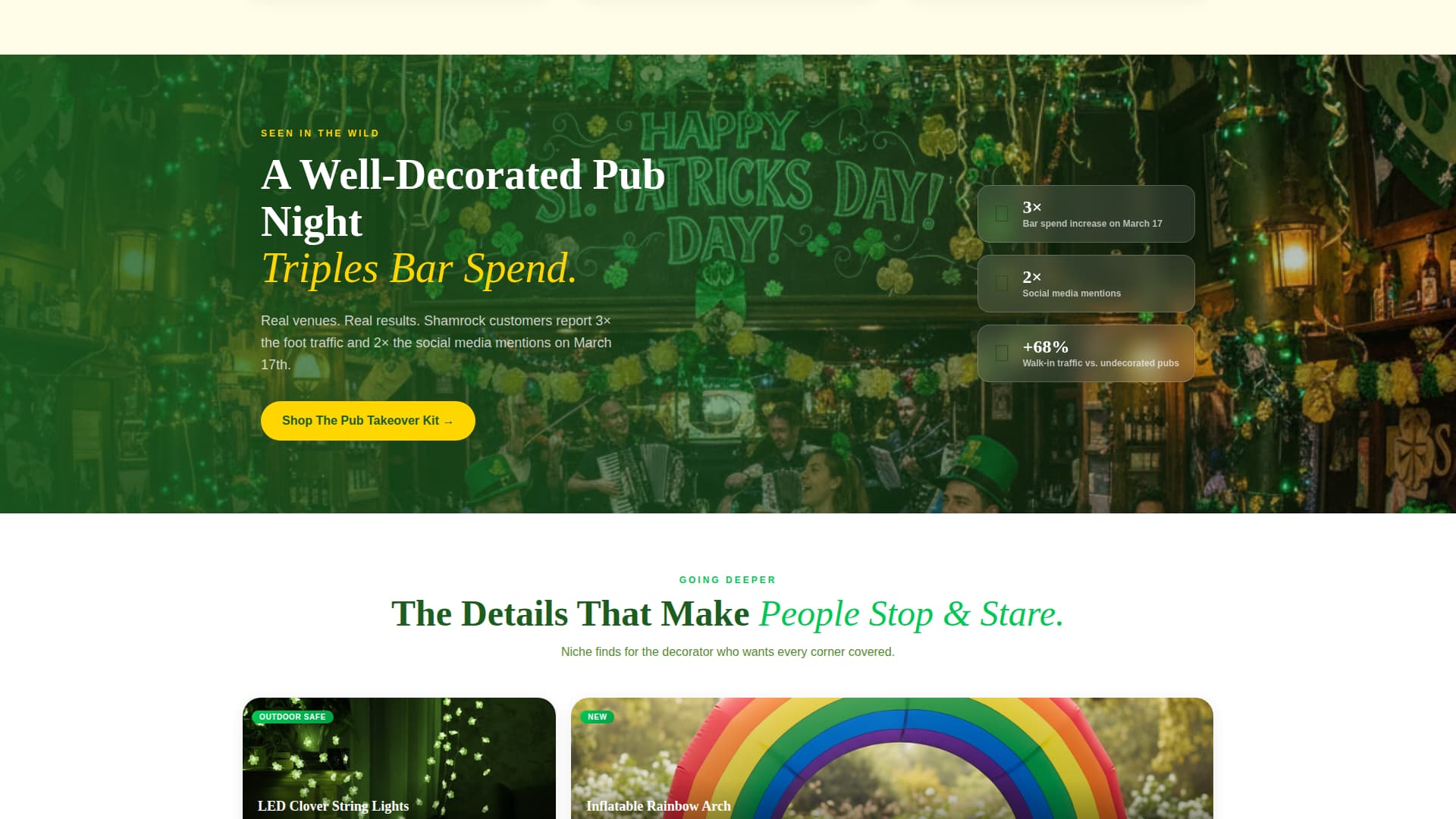 Shamrock - Festive Decorations Landing Page Template