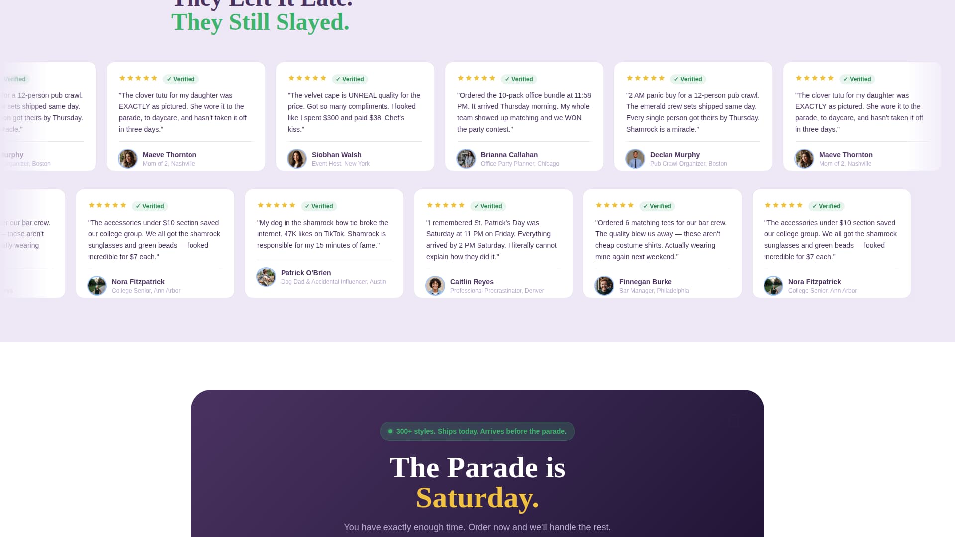 Shamrock - Festive Costume Landing Page Template