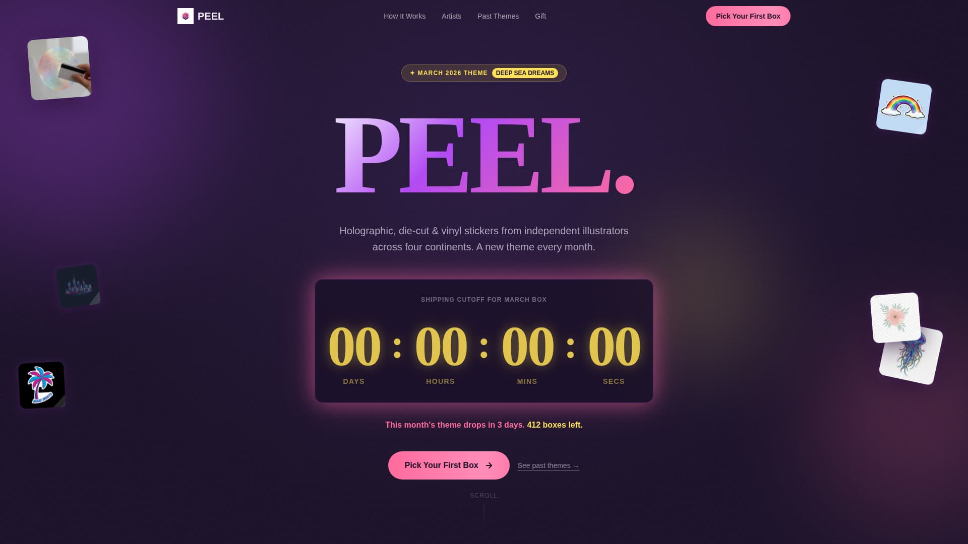 Peel - Irresistible Sticker Subscription Landing Page Template