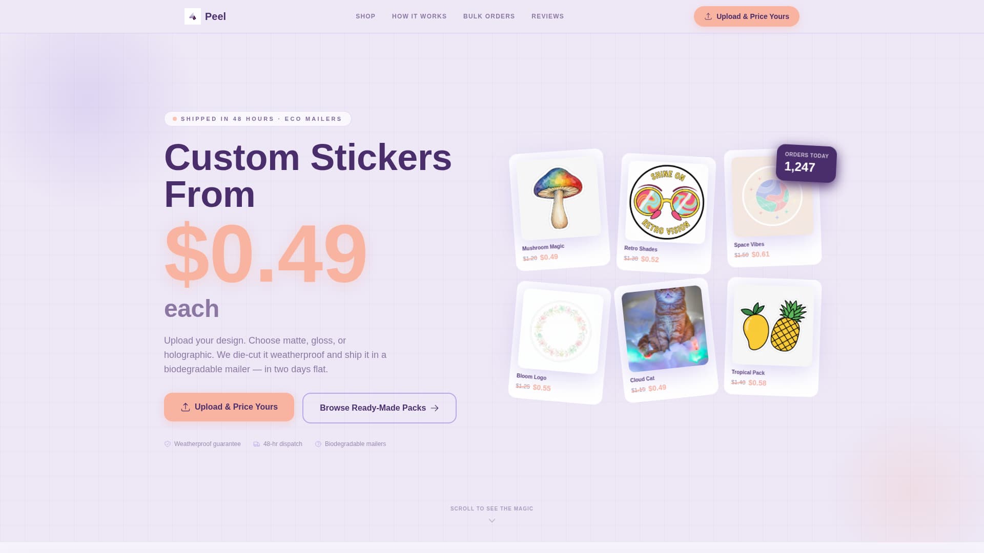 Peel - Vibrant Stickers Landing Page Template