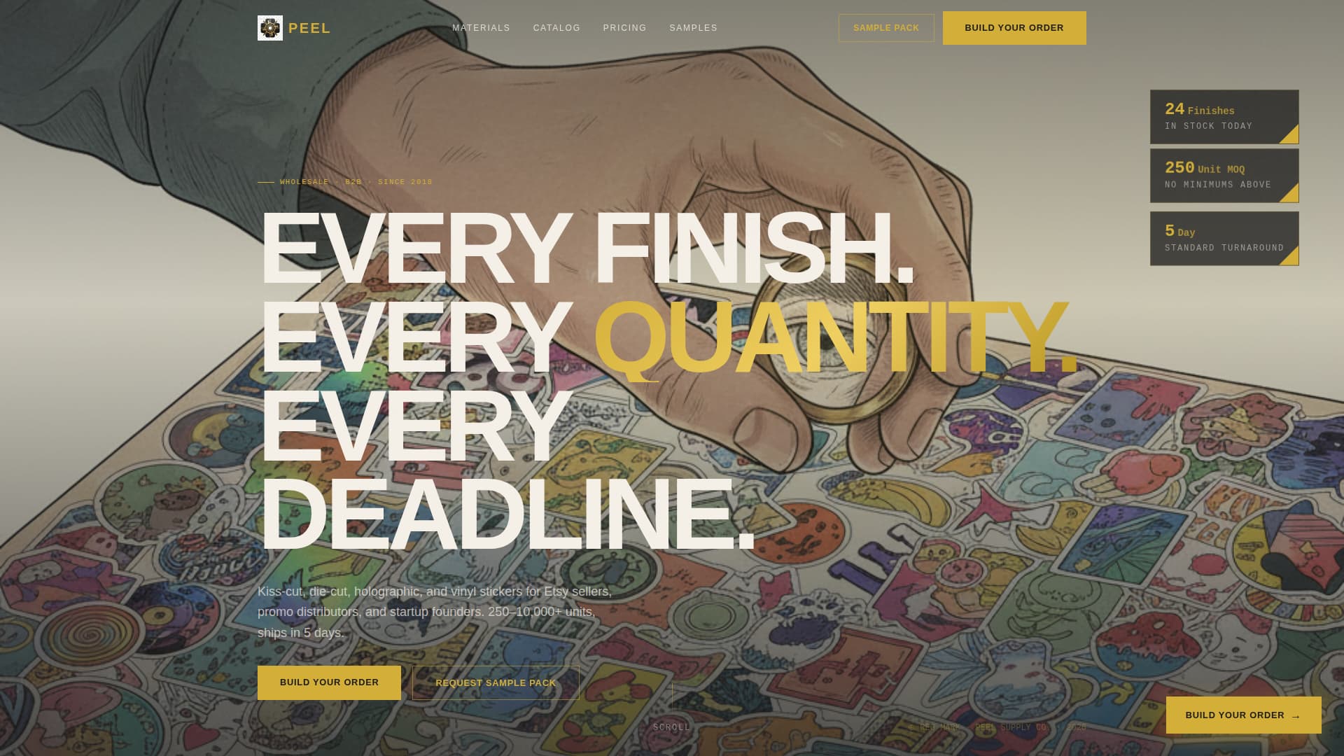 Peel - Wholesale Stickers Landing Page Template