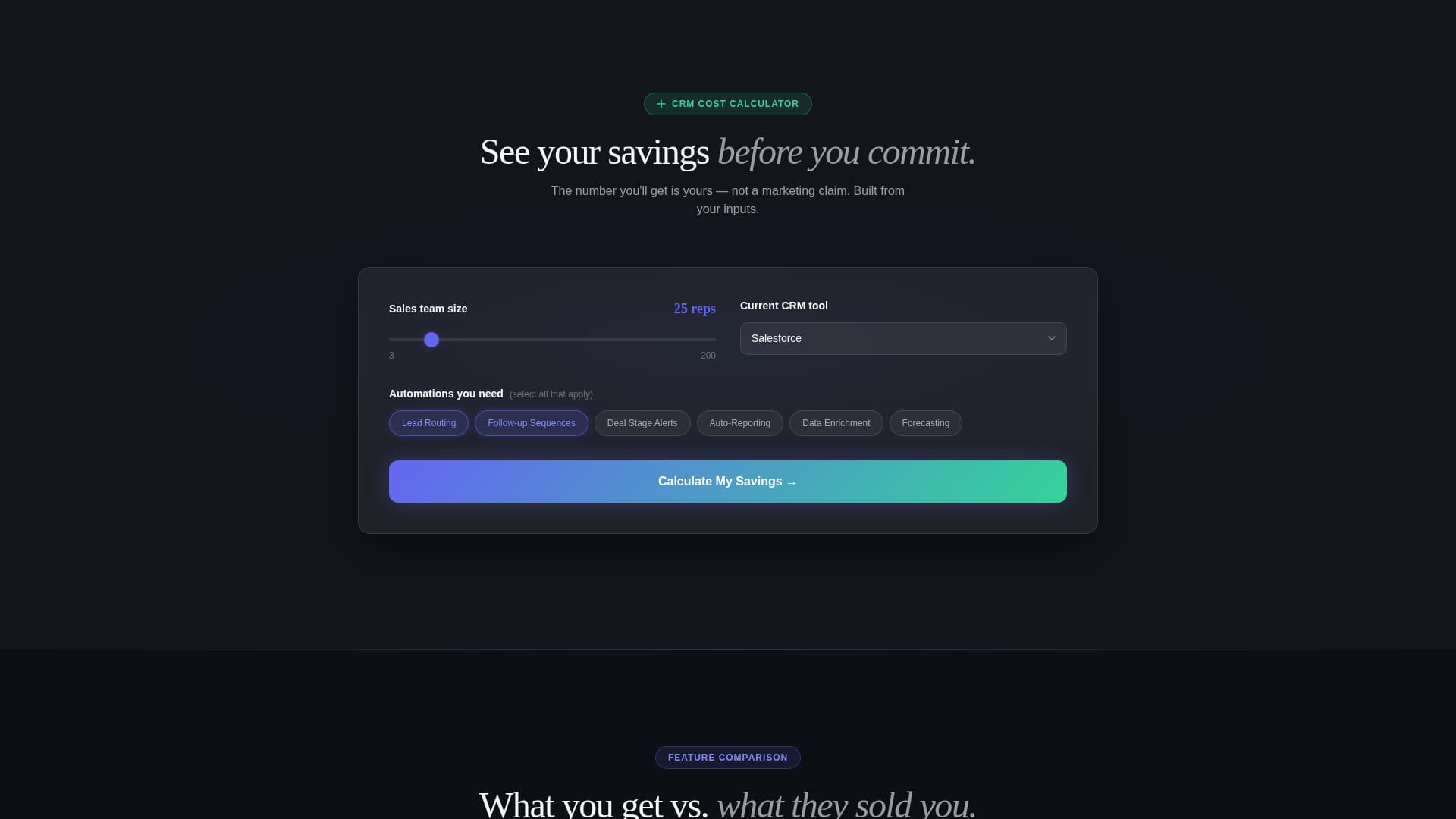 No-Code Enterprise Software Specialist Cost Calculator Website Template