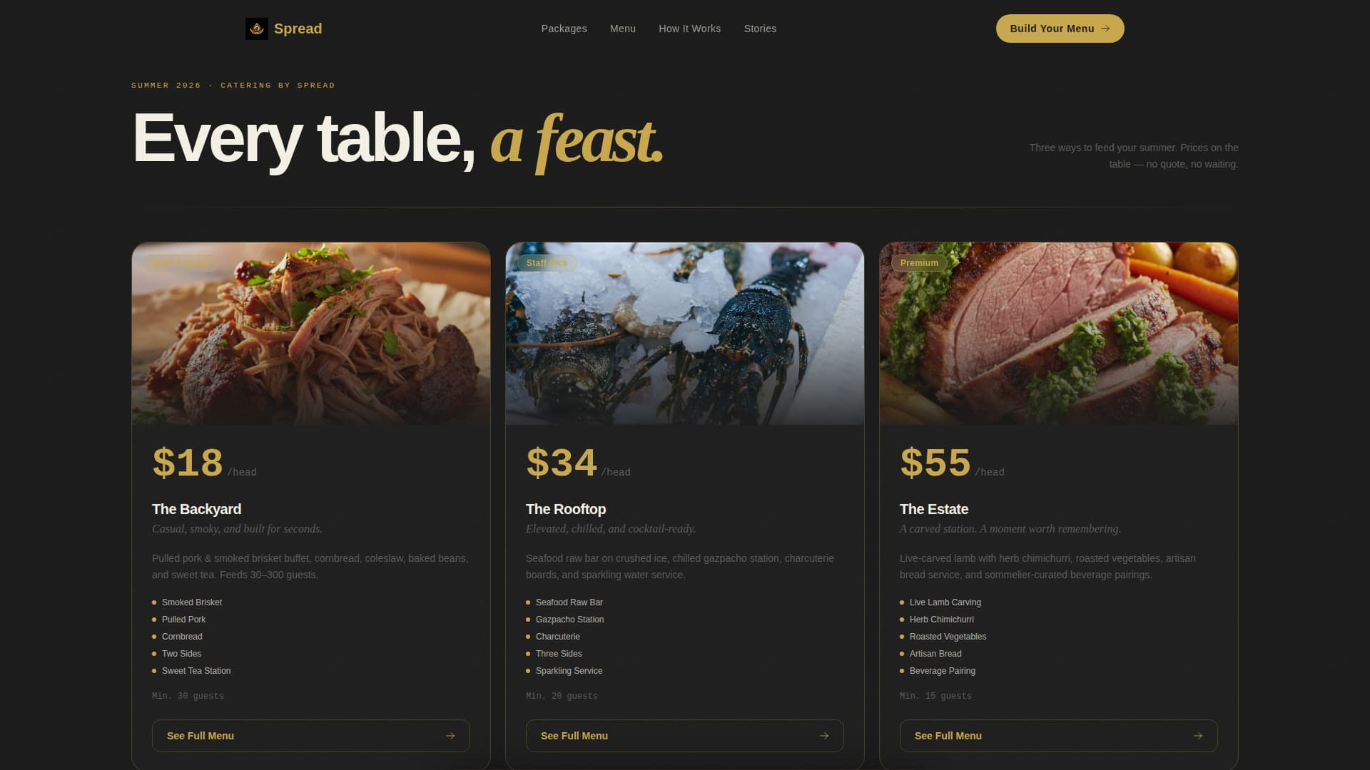 Spread - Seasonal Catering Landing Page Template