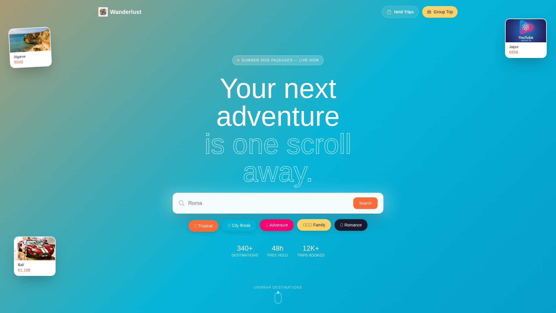 Wanderlust - Vibrant Travel Landing Page Template