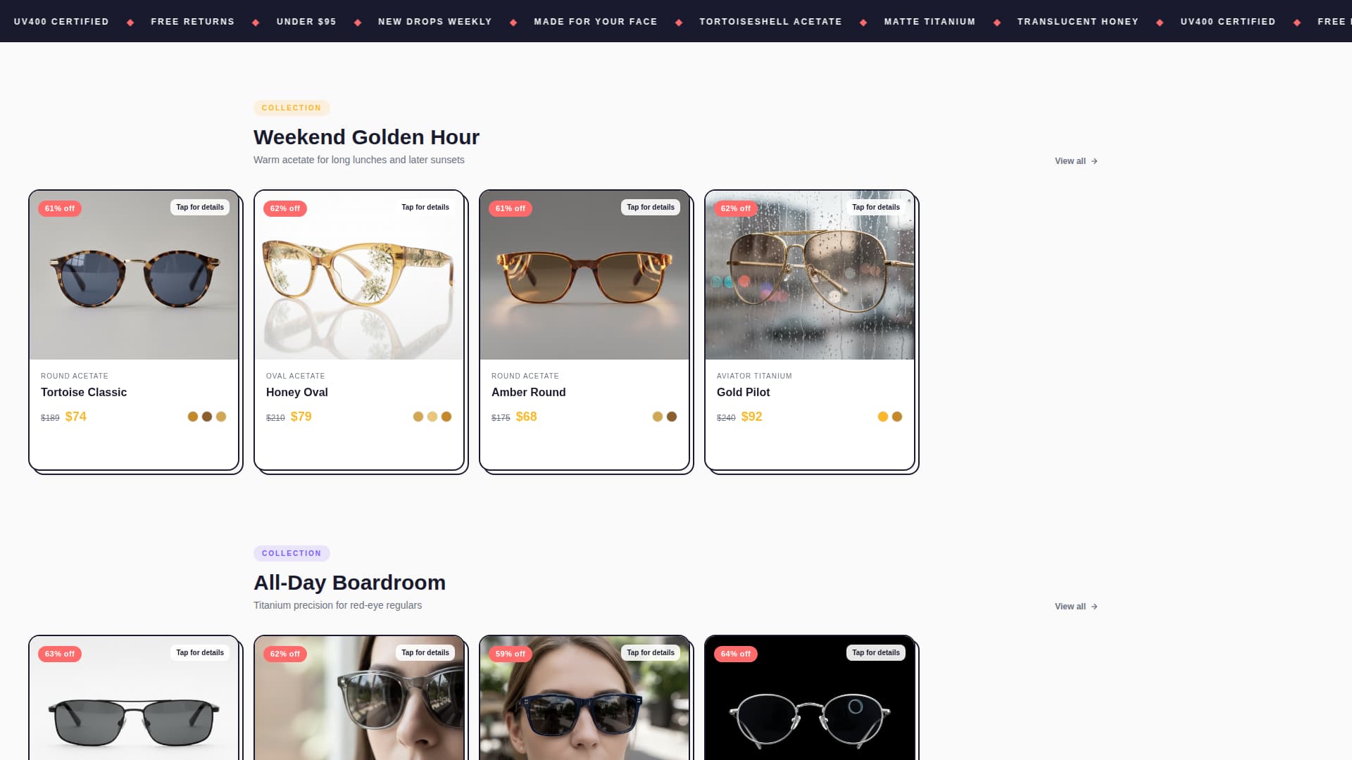 Shade - Dopamine Eyewear Landing Page Template