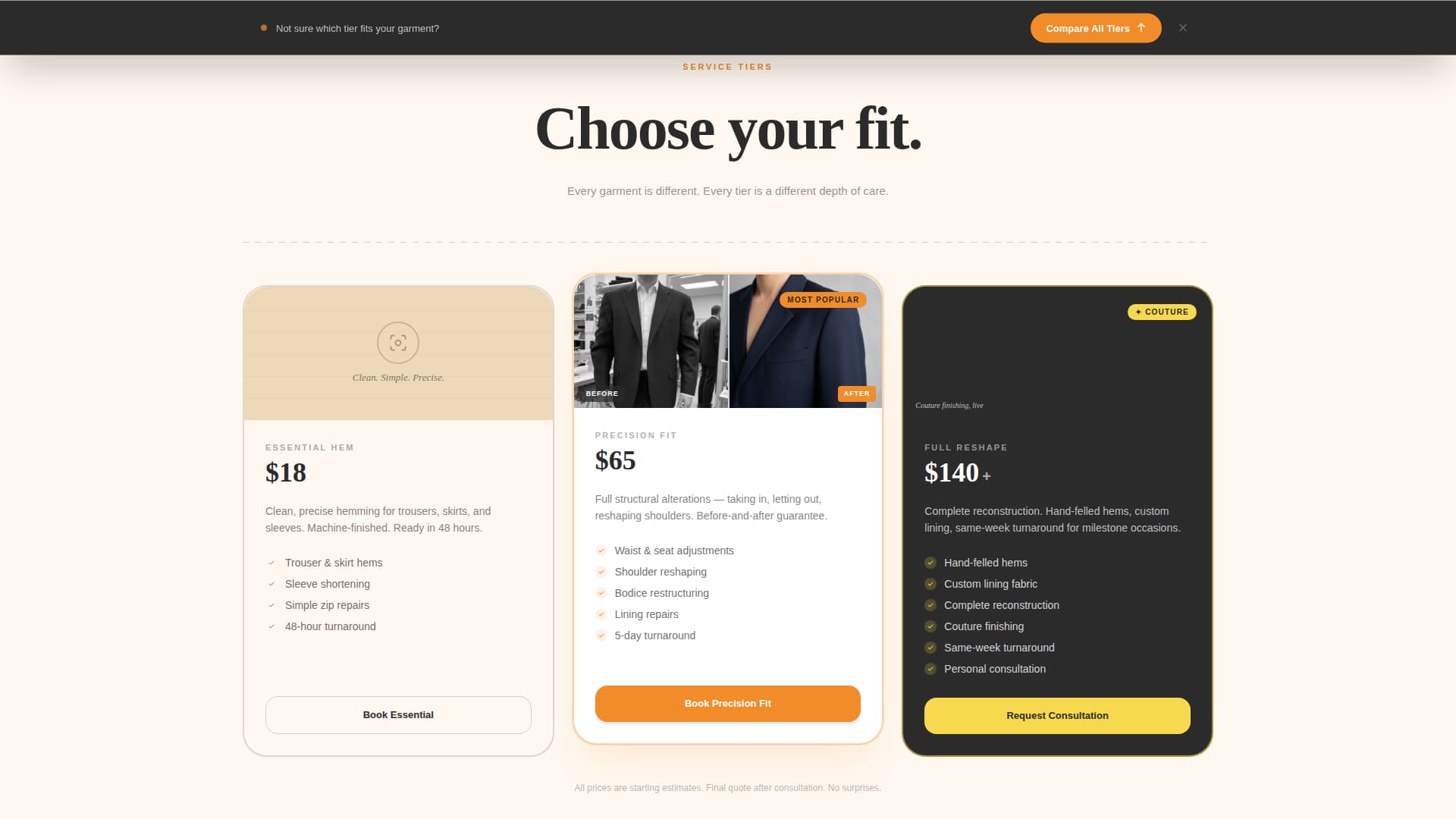 Stitch - Artisan Tailor Landing Page Template