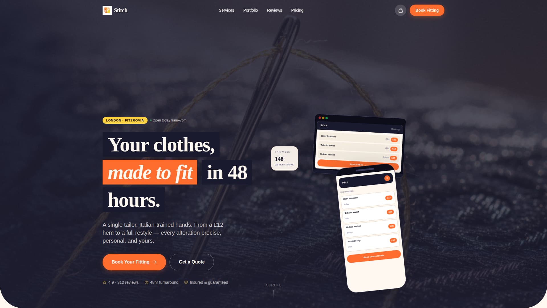 Stitch - Vibrant Tailoring Landing Page Template